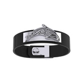 Silver Aboriginal Orca Whale Leather Bracelet TBA220 - Bracelet